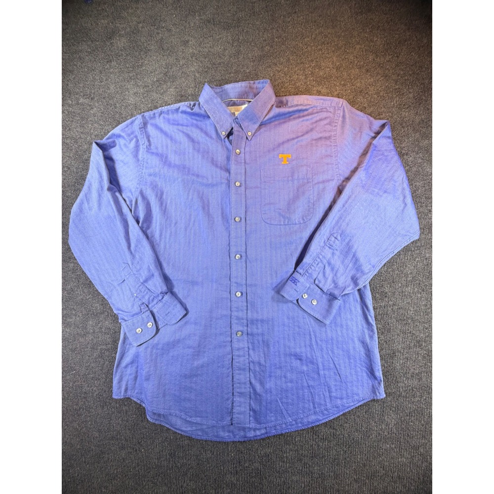 Cutter & Buck Mens XXL Tennessee Volunteers Herringbone Button Down Shirt Blue